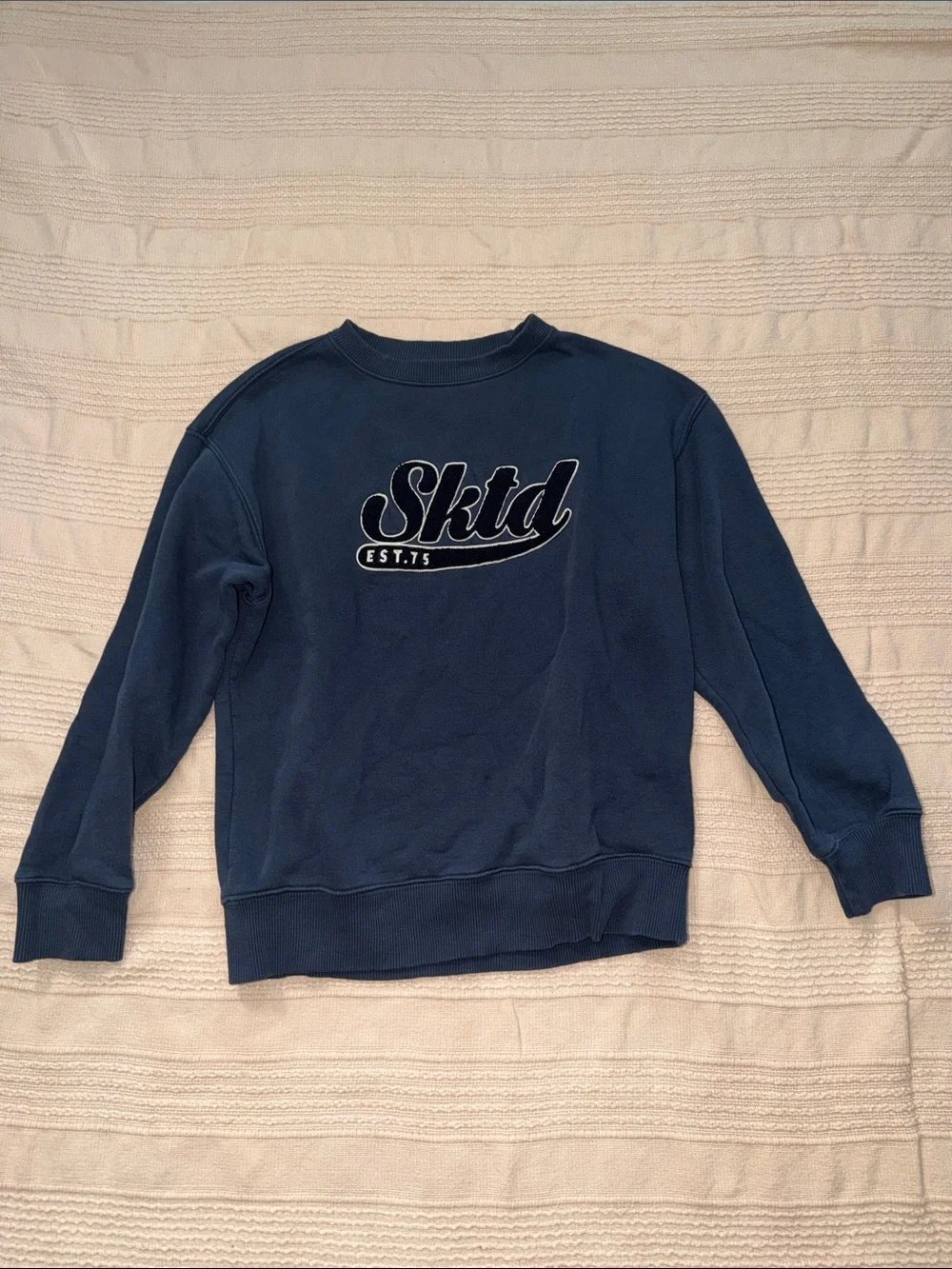 Zara Navy Blue Graphic Crewneck Sweatshirt